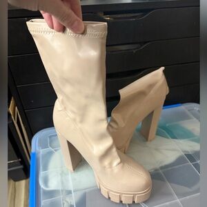 Cream Heeled boots